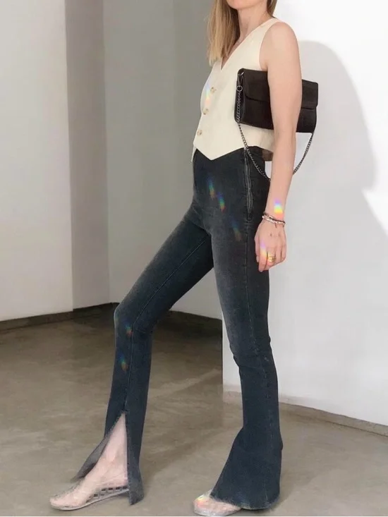 ♥️EB Denim High-Rise Stretch Split Hem Jeggings | Size M - Picture 9 of 10